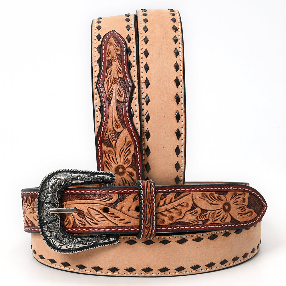 American Darling Beautifully Hand Tooled Brown Genuine Leather Belt Men and Women Western with Removable Buckle