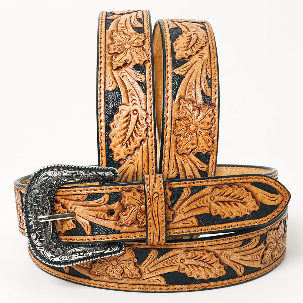 American Darling Beautifully Hand Tooled Brown Genuine Leather Belt Men and Women Western with Removable Buckle