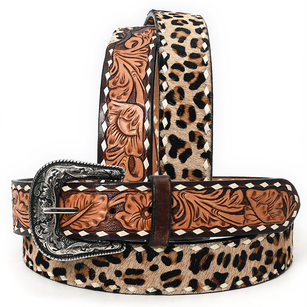 American Darling Beautifully Hand Tooled Brown Genuine Leather Belt Men and Women Western with Removable Buckle