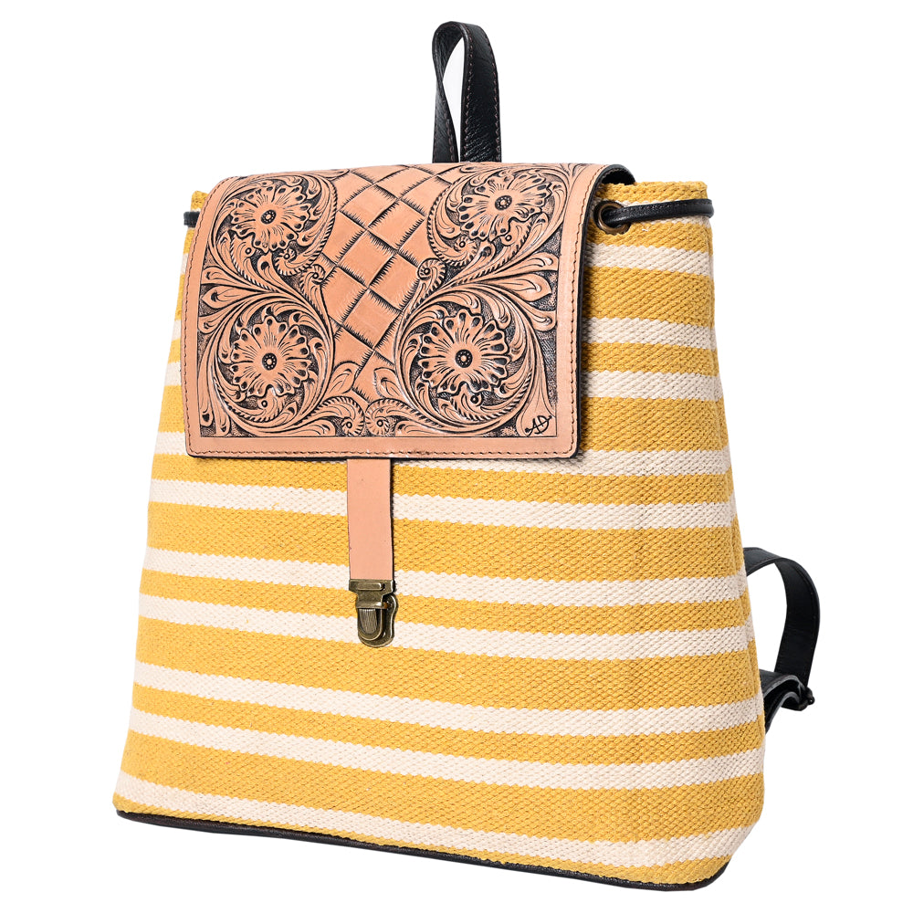 OHLAY Backpack Hand Tooled Upcycled Canvas Genuine Leather Women Bag Western Handbag Purse | for Womens Summer