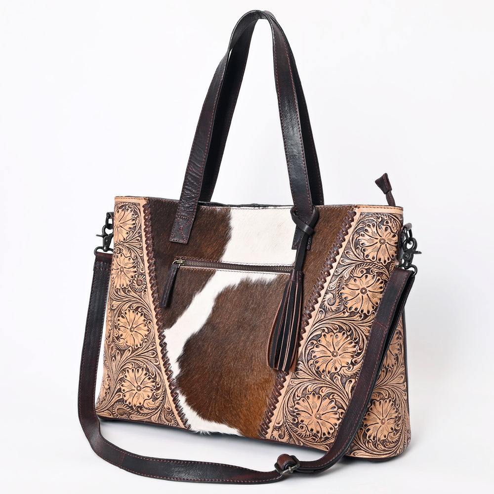 American Darling Tote Hand Tooled Hair on Genuine Leather Western Women Bag Handbag Purse | Travel Bags