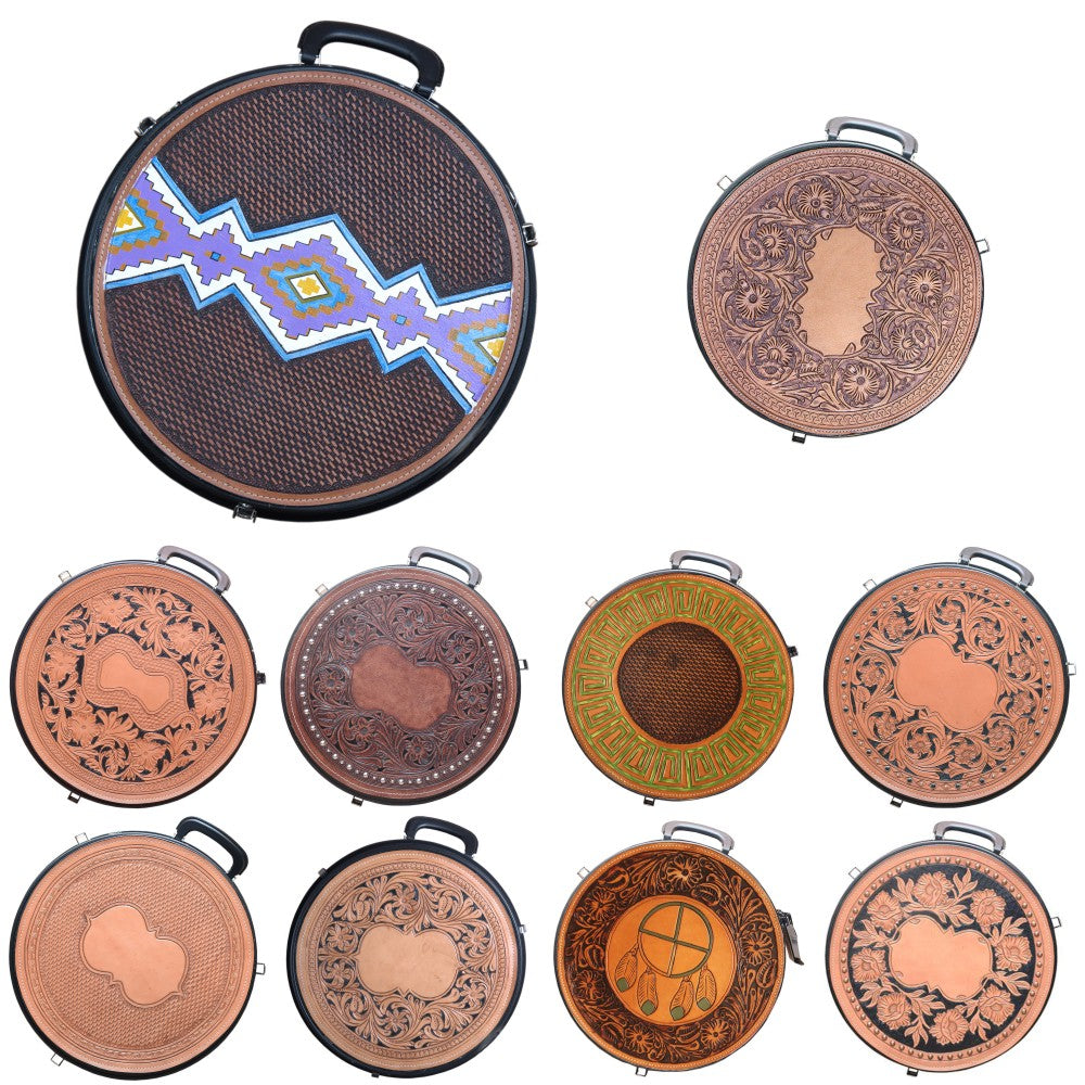 Hilason Small 2 Rope Capacity Rope can w/ Hand Made Leather Trim Black