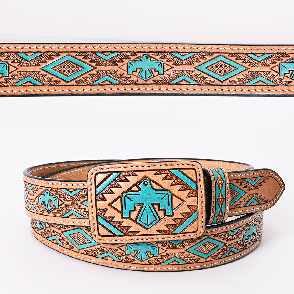 American Darling Beautifully Hand Tooled Tan Genuine Leather Belt Men and Women Western with Removable Buckle