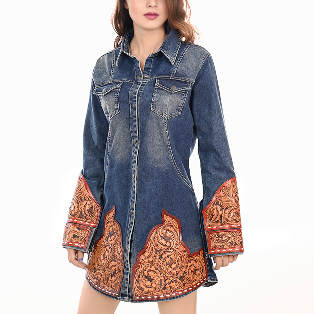 American Darling 100% Cotton Denim Women's Shirt Jacket Dress Ladies Girl Top