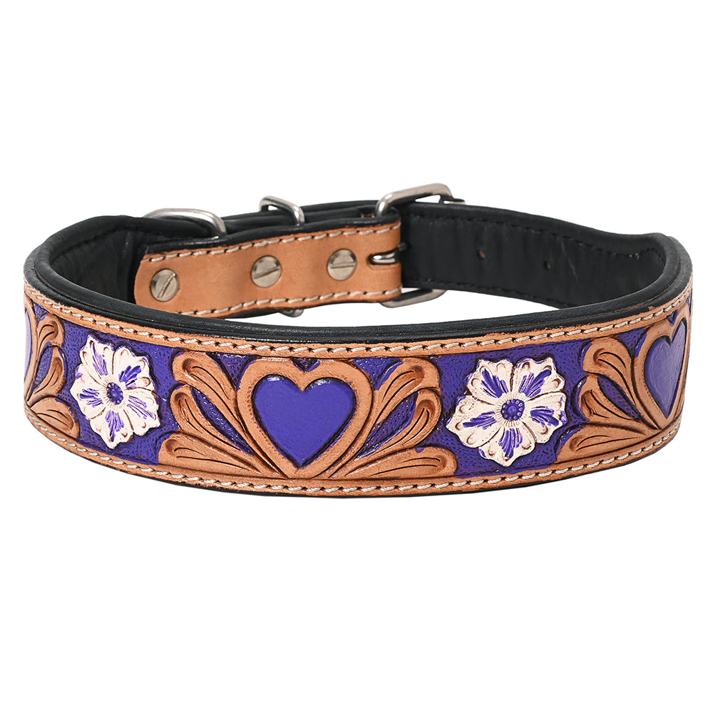 HIlason Genuine Leather Dog Collar Hand Tooled