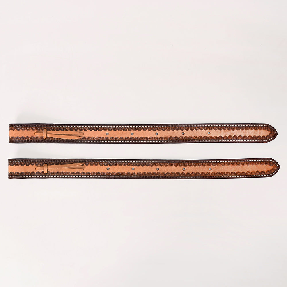 23 In Hilason Western Horse Hand Tooled Genuine Leather Saddle Back Billets Brown