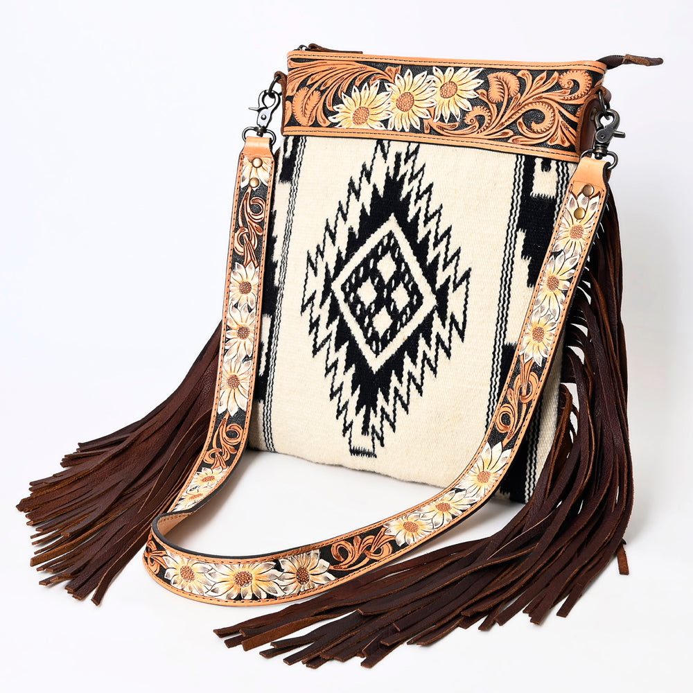 American Darling Large Crossbody Saddle Blanket Fabric Genuine Leather Western Women Bag Handbag Purse Travel Bags College