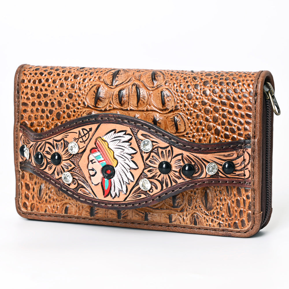 American Darling Clutch Crocodile Embossed Hand Tooled Genuine Leather Western Women Bag | Handbag Purse Wristlet Travel