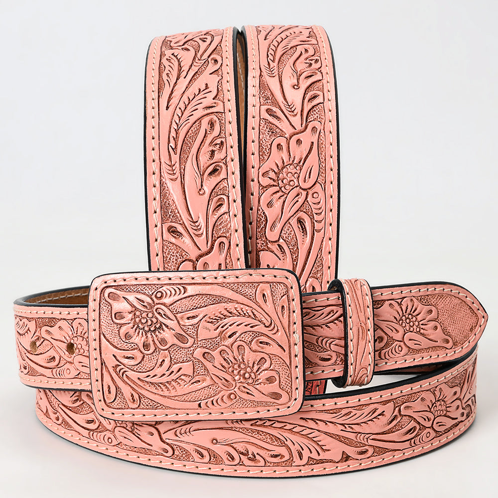 American Darling Beautifully Hand Tooled Brown Genuine Leather Belt Men and Women Western with Removable Buckle