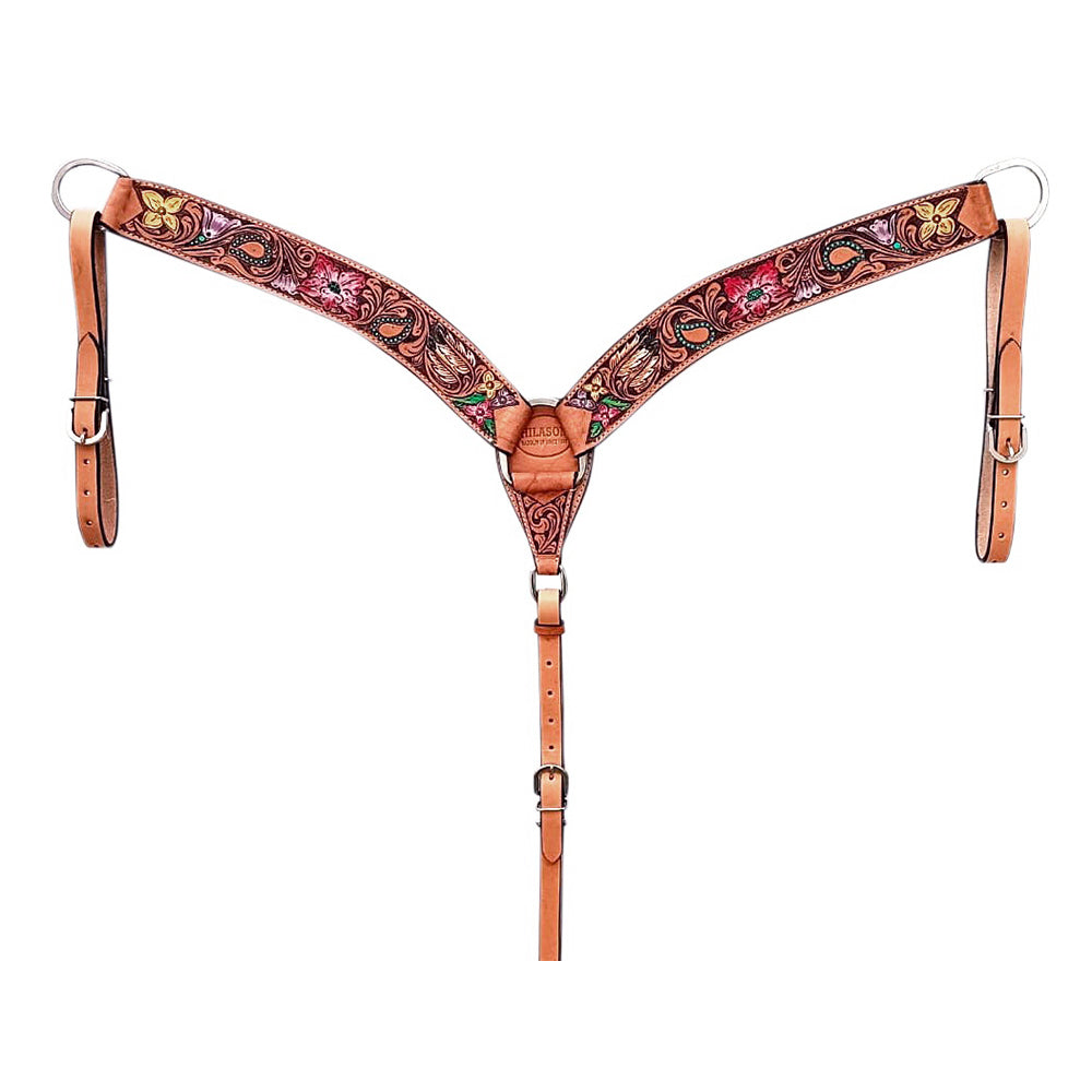 HILASON Western Horse Headstall Breast Collar Tack American Leather Tan | Set for Horses