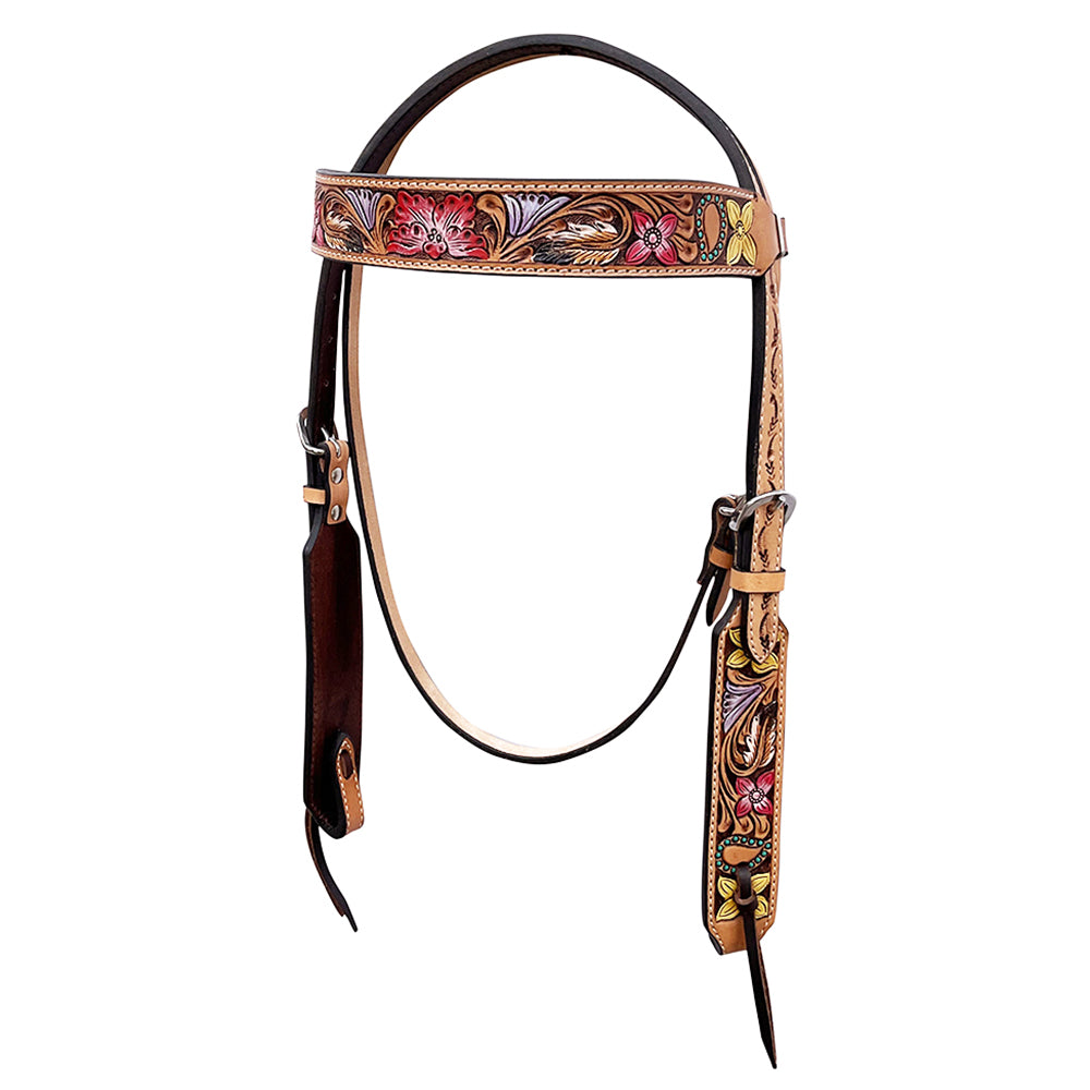 HILASON Western Horse Headstall Breast Collar Tack American Leather Tan | Set for Horses