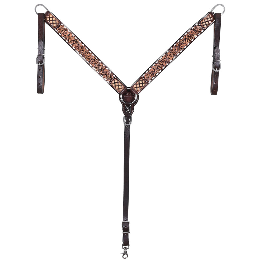 HILASON Western Leather Horse Headstall Breast Collar American Dark Brown Harness | Tack Set for Horses