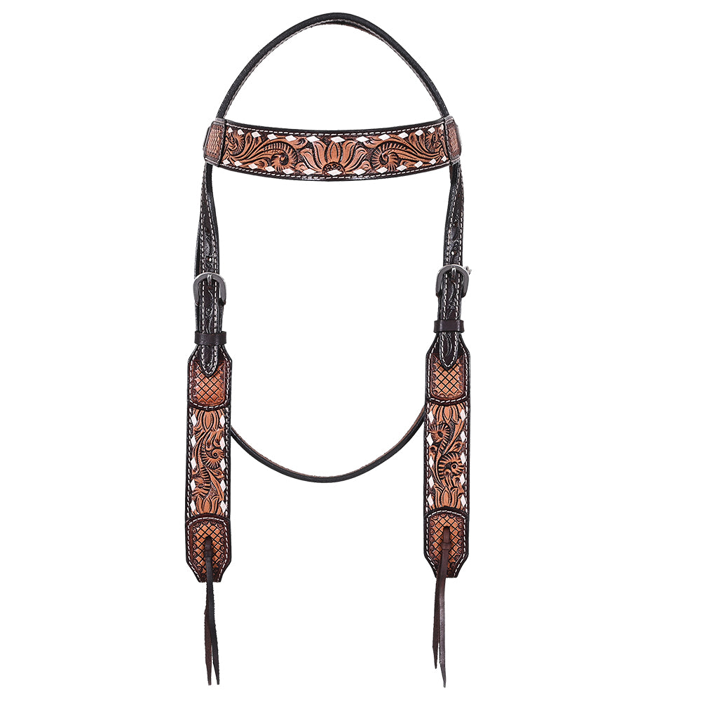 HILASON Western Leather Horse Headstall Breast Collar American Dark Brown Harness | Tack Set for Horses