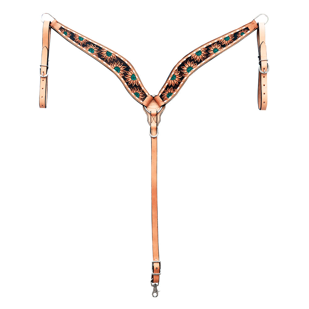 HILASON Western Horse Headstall Breast Collar Leather Dark Brown Harness | Tack Set for Horses