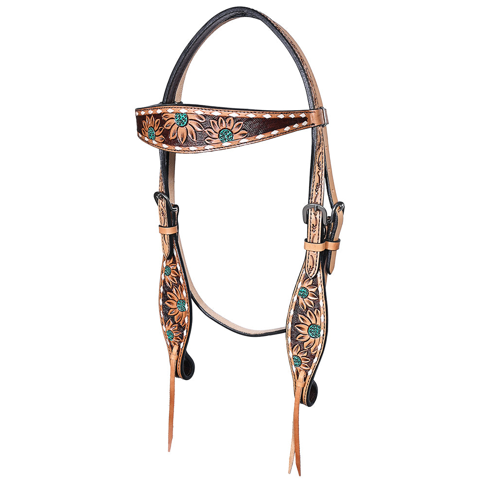 HILASON Western Horse Headstall Breast Collar Leather Dark Brown Harness | Tack Set for Horses