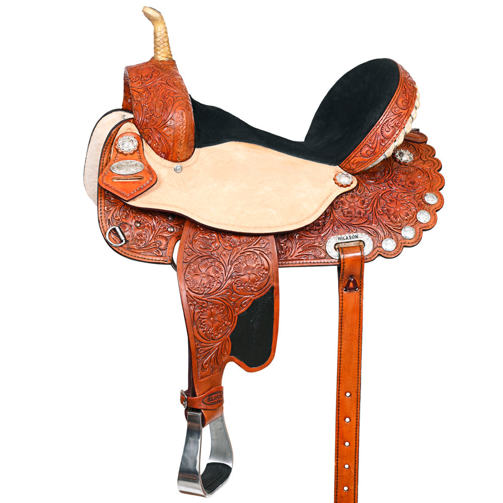 HILASON Flex Tree Western Horse Saddle American Leather Trail Barrel Racing