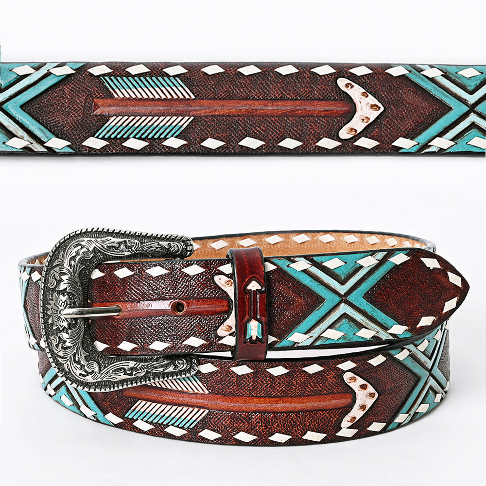 American Darling Beautifully Hand Tooled Tan Genuine Leather Belt Men and Women Western with Removable Buckle