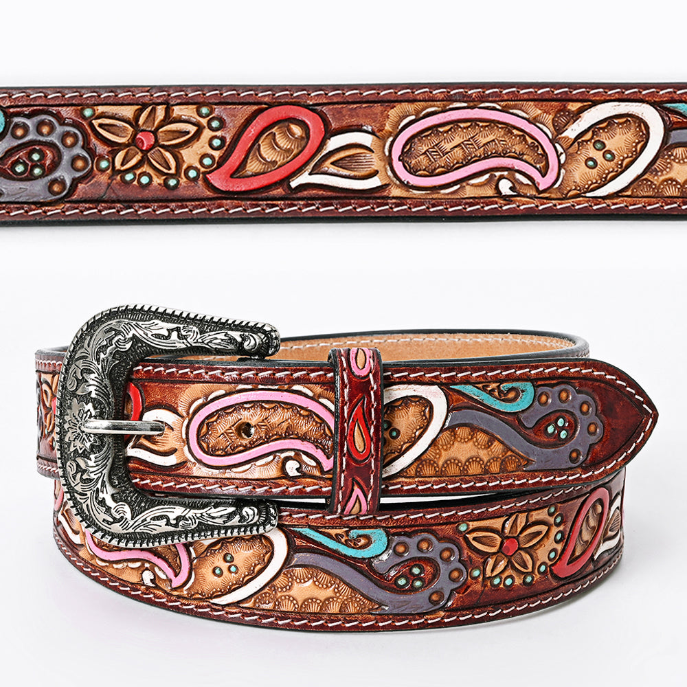 American Darling Beautifully Hand Tooled Tan Genuine Leather Belt Men and Women Western with Removable Buckle