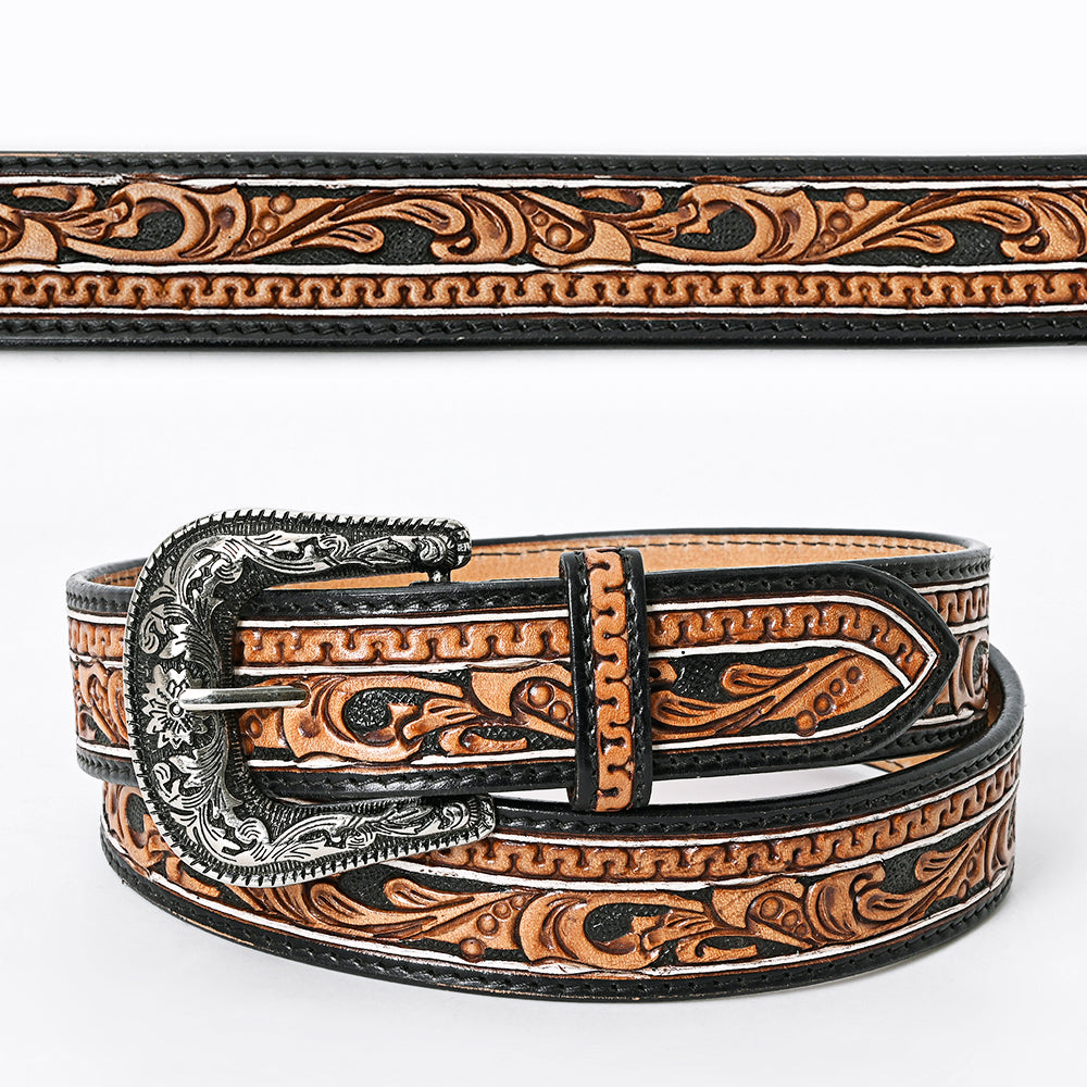 American Darling Beautifully Hand Tooled Tan Genuine Leather Belt Men and Women Western with Removable Buckle