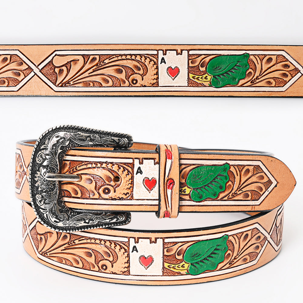 American Darling Beautifully Hand Tooled Tan Genuine Leather Belt Men and Women Western with Removable Buckle
