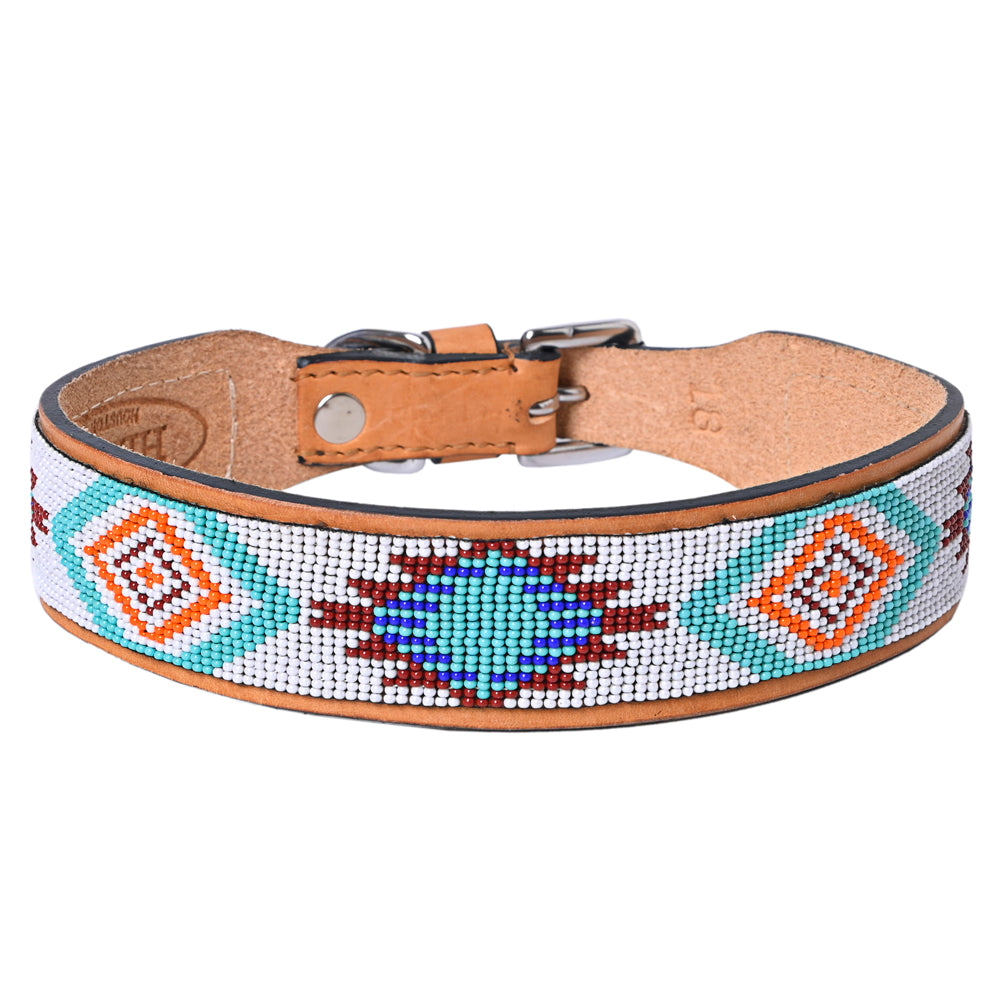Hilason Western Style Heavy Duty Beaded American Leather Pet Dog Collar