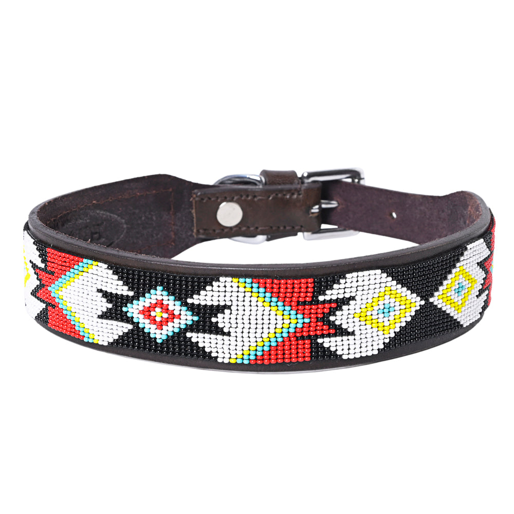 Hilason Western Style Heavy Duty Beaded American Leather Pet Dog Collar
