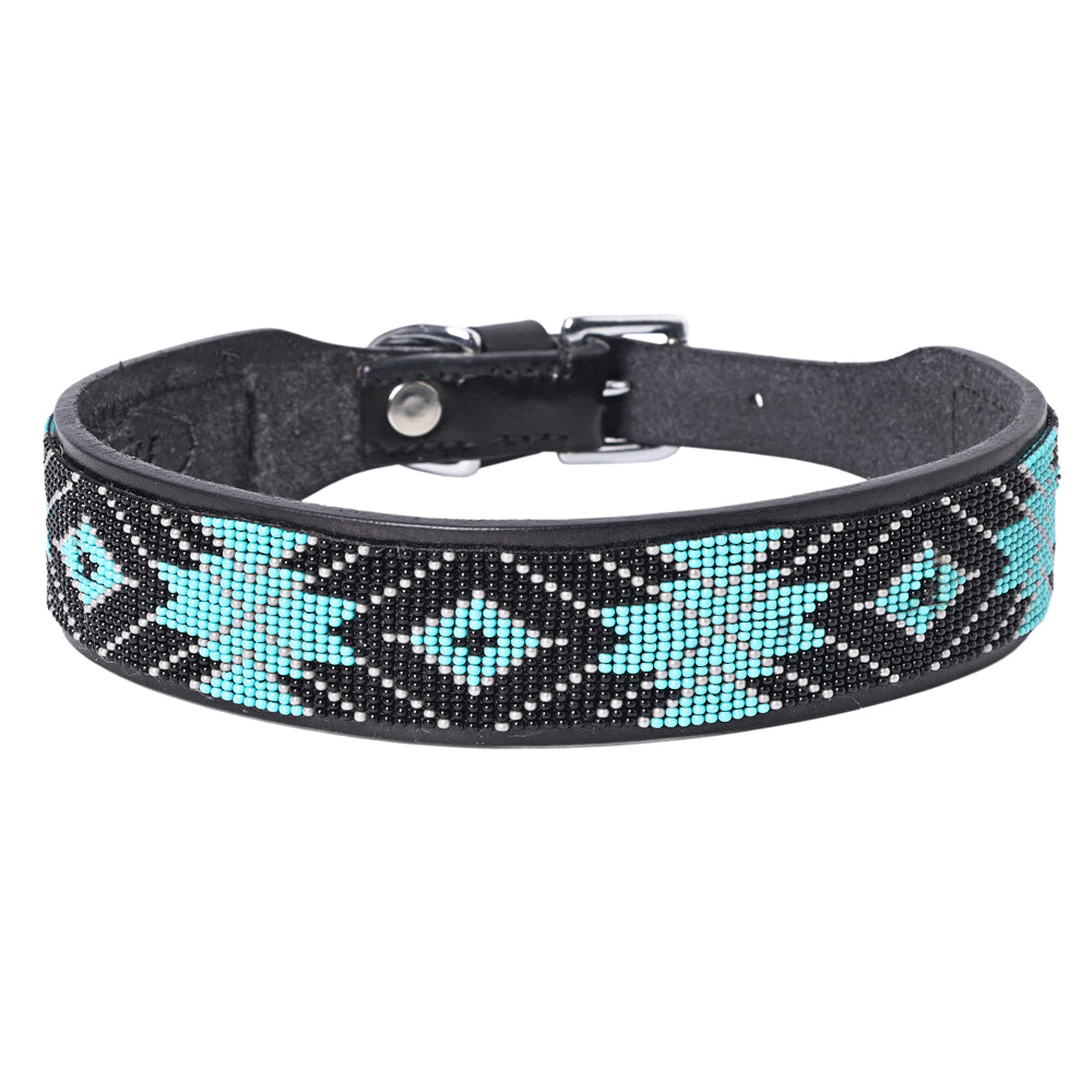 Hilason Western Style Heavy Duty Beaded American Leather Pet Dog Collar
