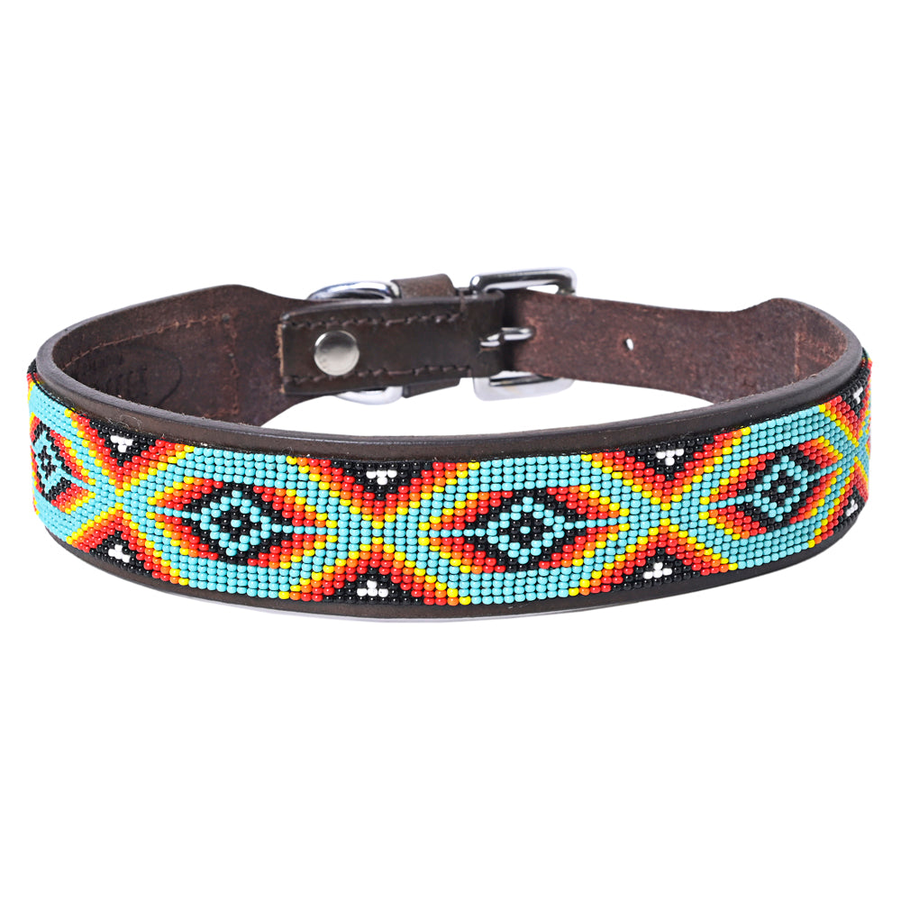 Hilason Western Style Heavy Duty Beaded American Leather Pet Dog Collar