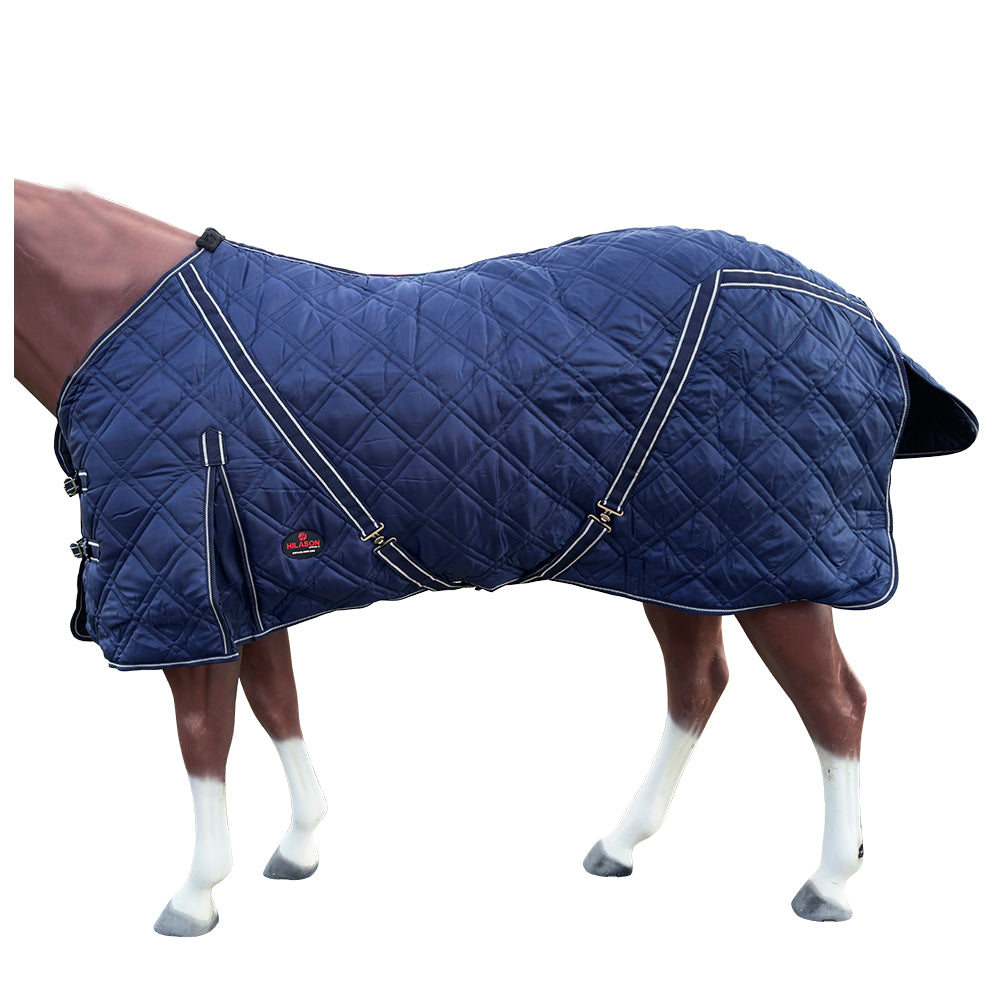 HILASON Western Horse Stable Blanket Quilted | Blankets for Winter Water Resistant Horses Blue