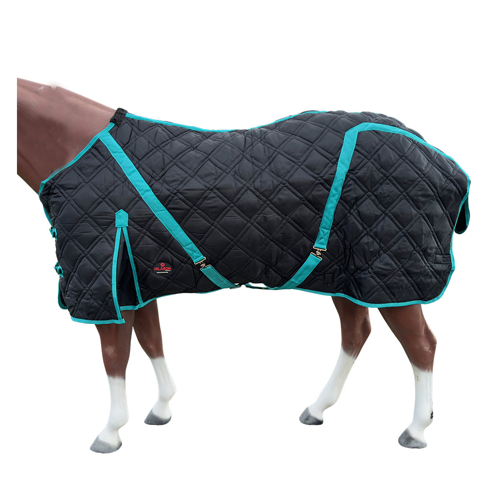 HILASON Western Horse Stable Blanket Quilted | Blankets for Winter Water Resistant Horses Black 66 Inches