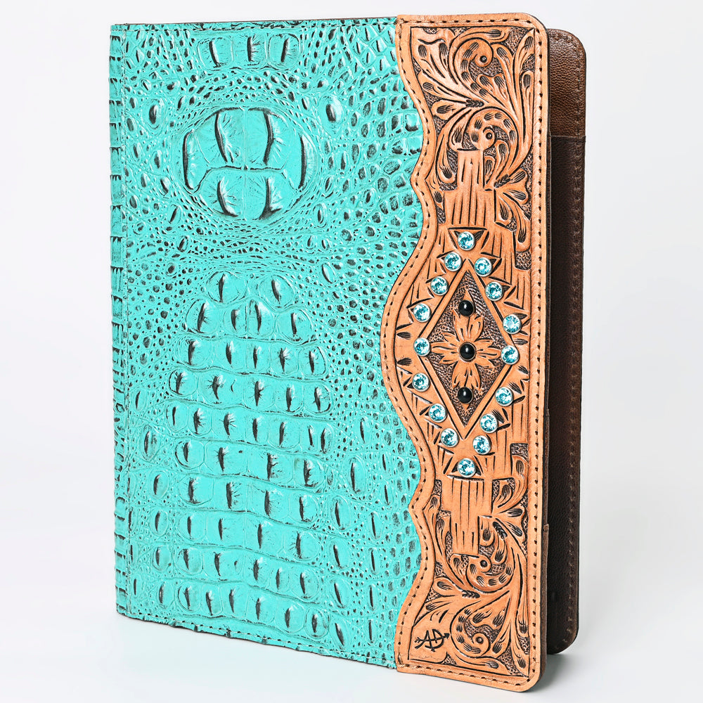 American Darling Portfolio Bag Hand Tooled Crocodile Embossed Genuine Leather Western Women | Student for Sketches