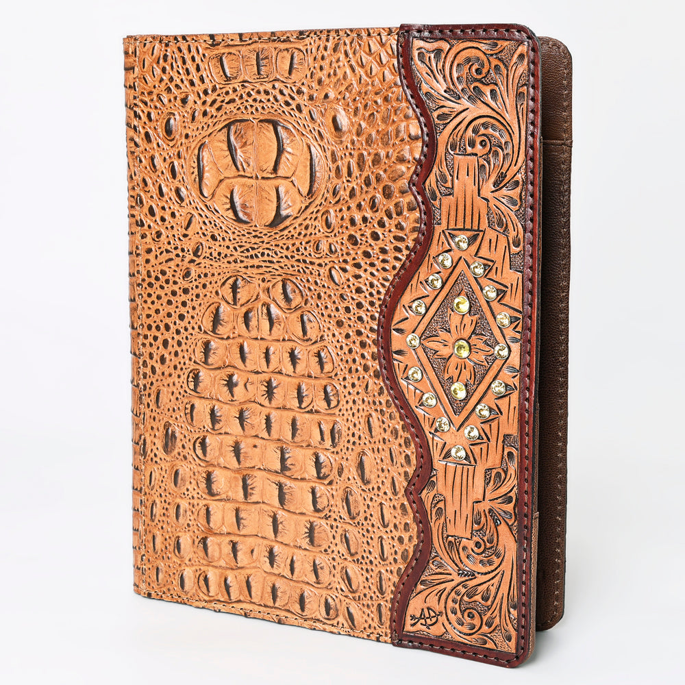 American Darling Portfolio Bag Hand Tooled Crocodile Embossed Genuine Leather Western Women | Student for Sketches