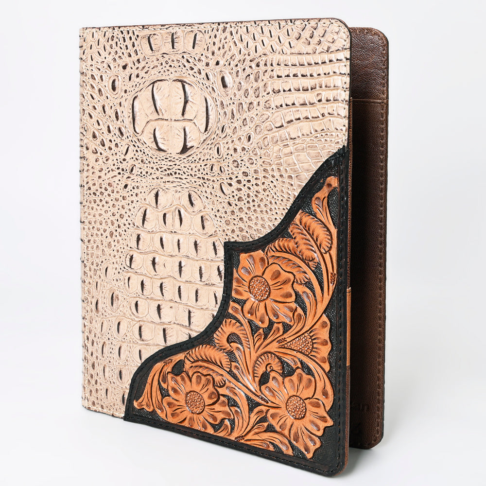 American Darling Portfolio Bag Hand Tooled Crocodile Embossed Genuine Leather Western Women | Student for Sketches