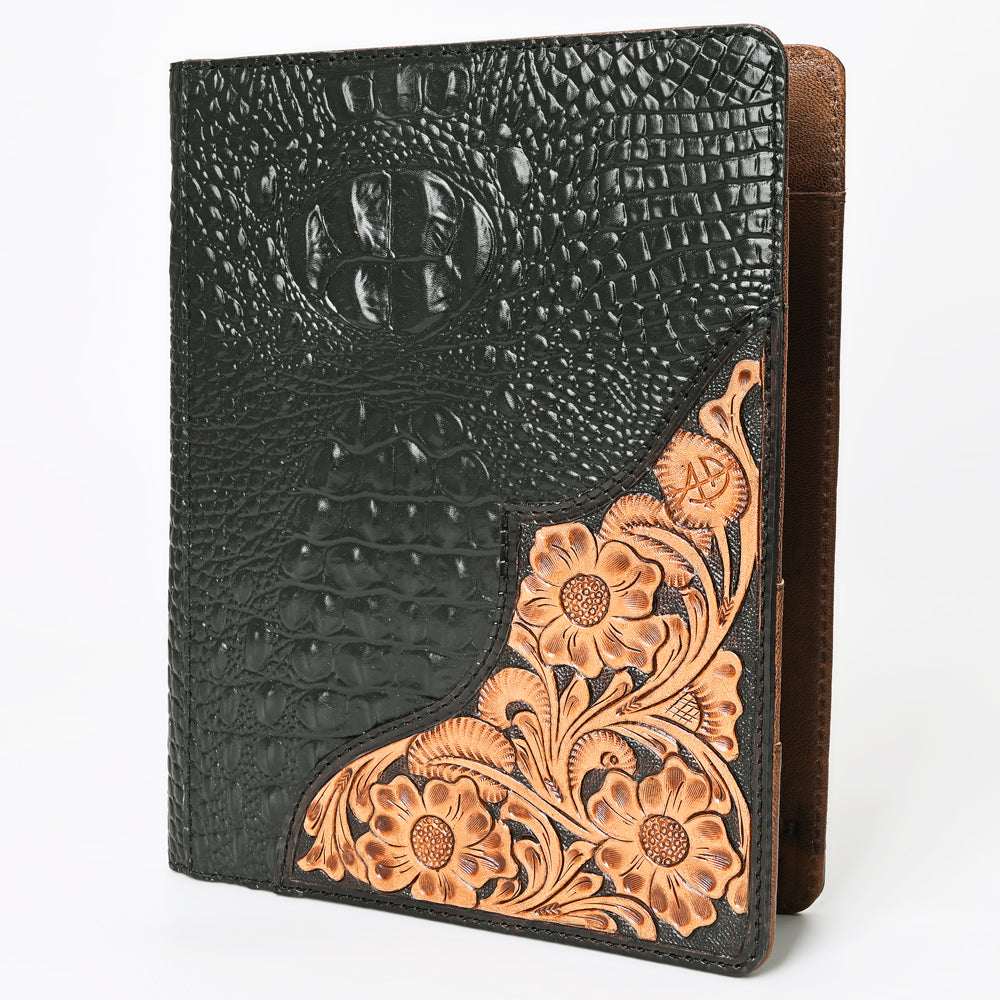 American Darling Portfolio Bag Hand Tooled Crocodile Embossed Genuine Leather Western Women | Student for Sketches