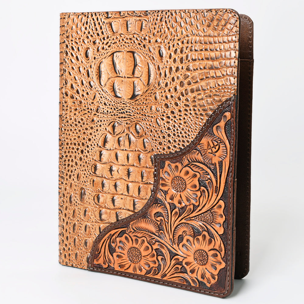 American Darling Portfolio Bag Hand Tooled Crocodile Embossed Genuine Leather Western Women | Student for Sketches