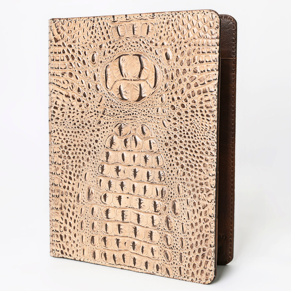 American Darling Portfolio Bag Hand Tooled Crocodile Embossed Genuine Leather Western Women | Student for Sketches