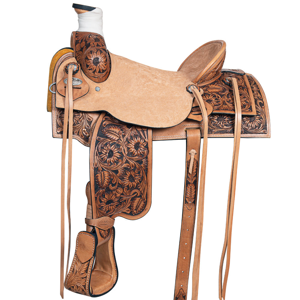 HILASON Western Ranch Roping Cowboy Horse Saddle American Leather Tan