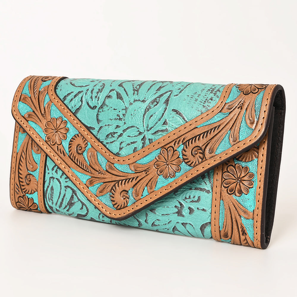 OHLAY Wallet Hand Tooled Embossed Genuine Leather Women Bag Western Handbag Purse | Womens Handbags |Leather Belt for Summer