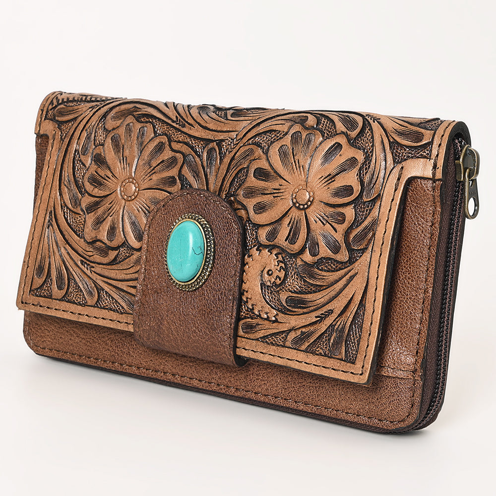 OHLAY Wallet Hand Tooled Genuine Leather Women Bag Western Handbag Purse | Womens Handbags |Leather Belt for Summer