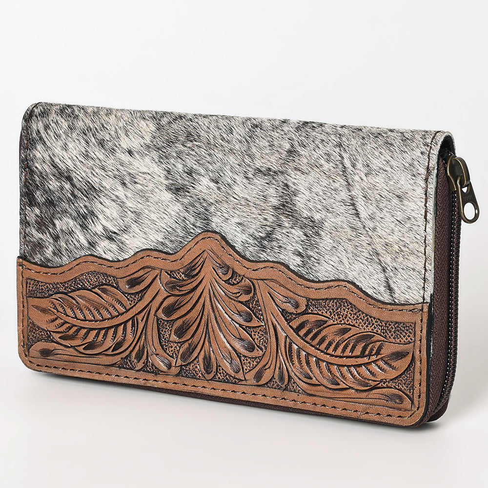 OHLAY WALLET Hand Tooled Hair-on Genuine Leather women bag western handbag purse
