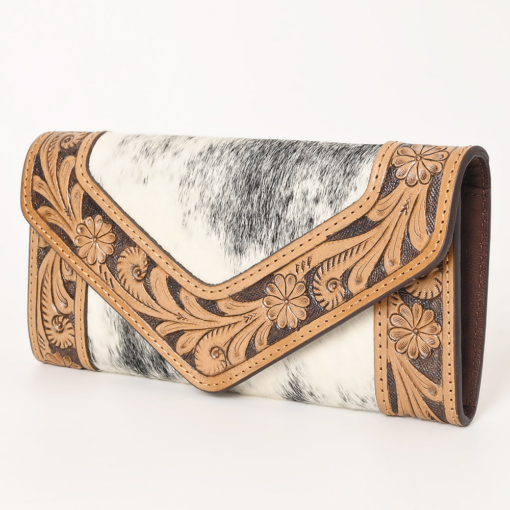 OHLAY Wallet Hand Tooled Hair-On Genuine Leather Women Bag Western Handbag Purse | Womens Handbags |Leather Belt for Summer