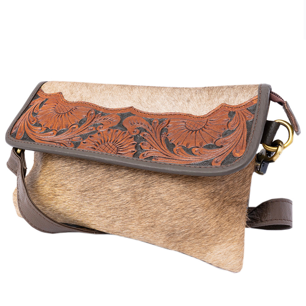 OHLAY Wallet Hand Tooled Hair-On Genuine Leather Women Bag Western Handbag Purse | Womens Handbags |Leather Belt for Summer