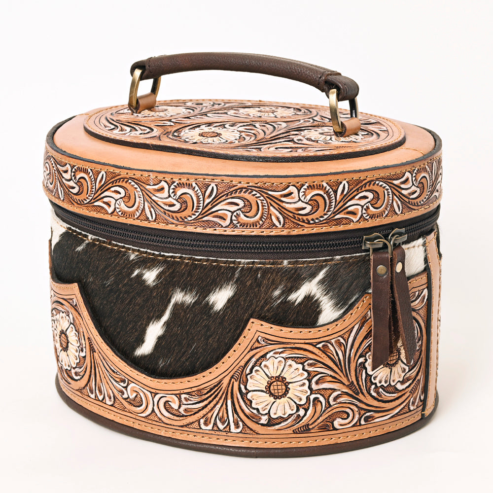 American Darling Jewelry Case Hand Tooled Hair On Genuine Leather Western Women Bag Handbag Purse