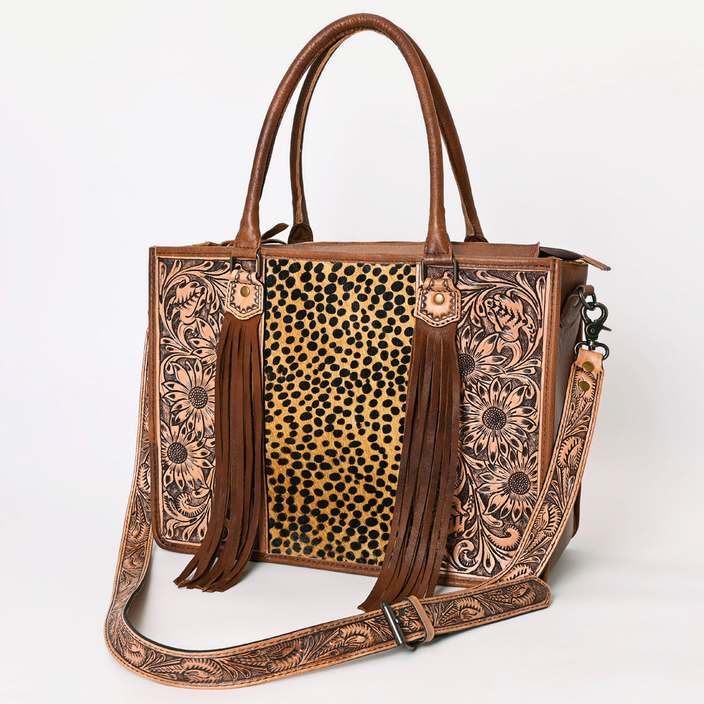 American Darling Briefcase Hand Tooled Hair On Genuine Leather Western Women Bag Handbag | for Cute Laptop