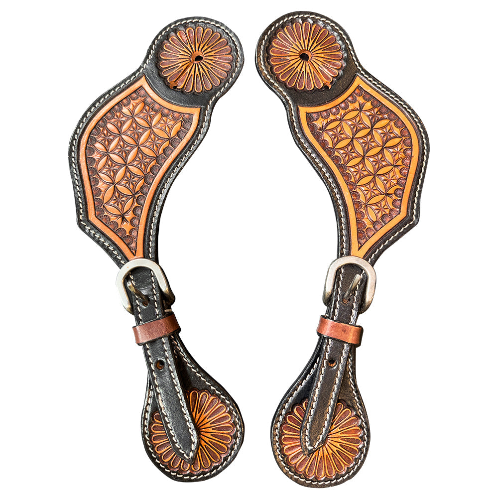 HILASON Western Men & Womens Spur Straps for Horse Riding Hand Carved