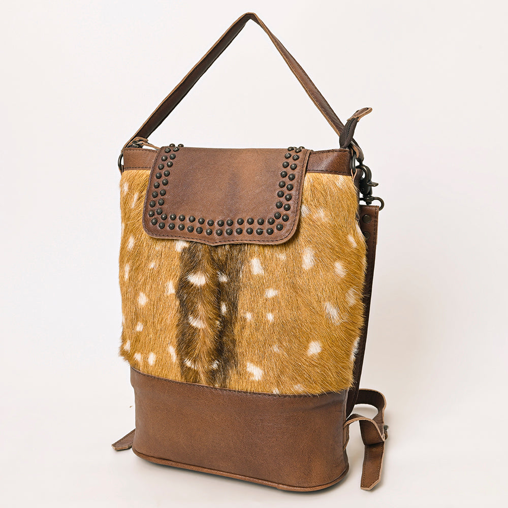 American Darling Western Hair-On Cowhide Shoulder Bag – Genuine Leather, Studded Flap, Adjustable Strap, Premium Handcrafted Design