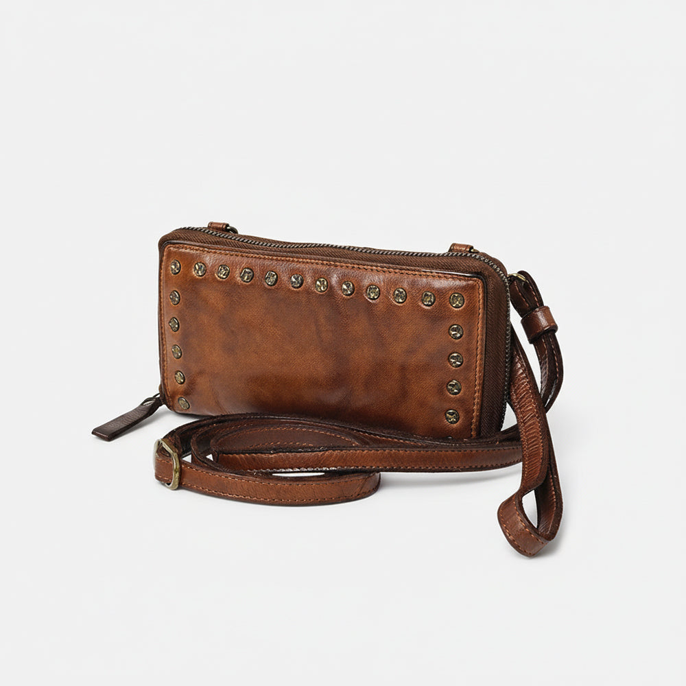 Spaghetti Western Swc212Brn Wallet Vintage Handmade Drum Dyed Genuine European Cowhide Leather Women Bag Western Handbag Purse