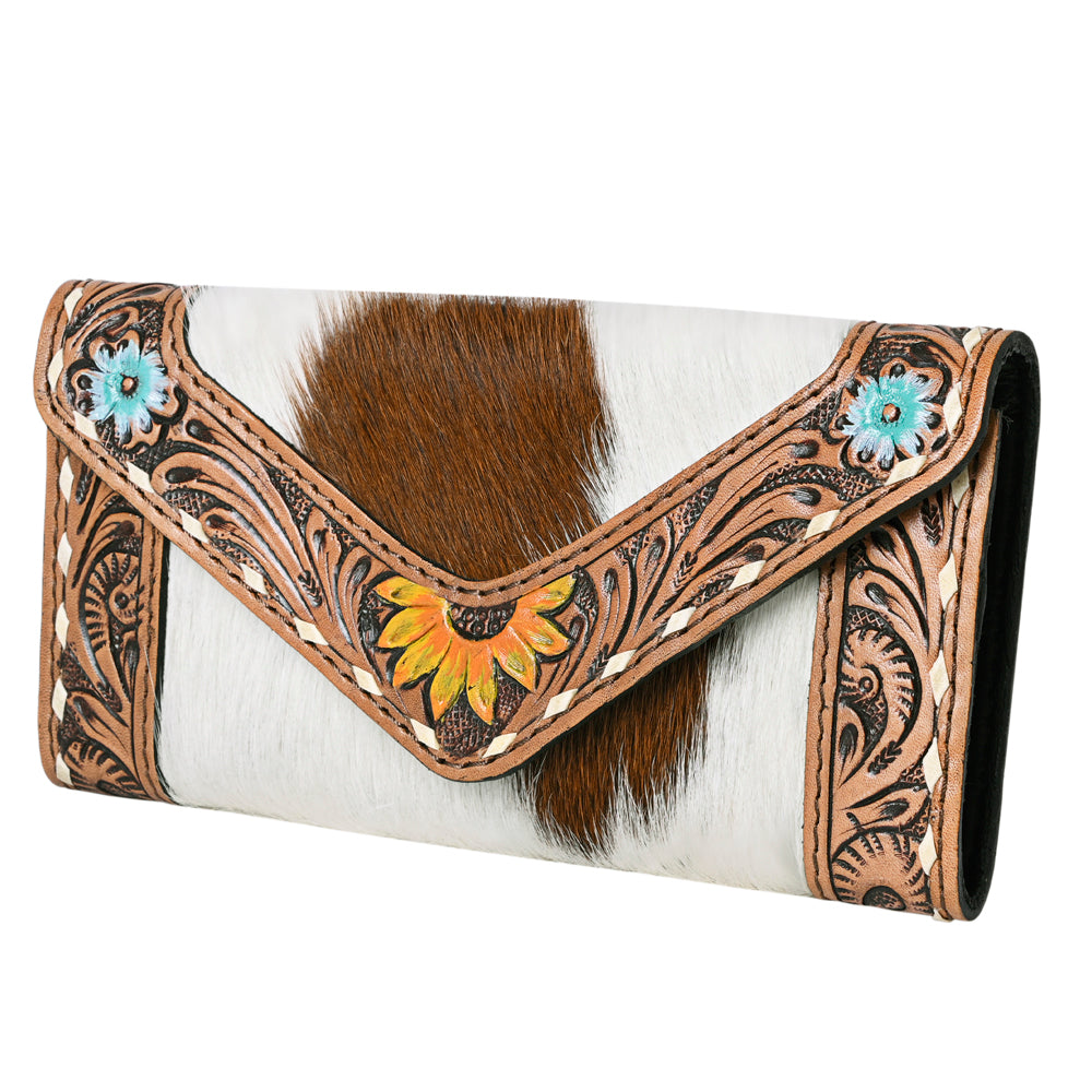 OHLAY Coin Purse Hand Tooled Hair-On Genuine Leather Women Bag Western Handbag | for Cute