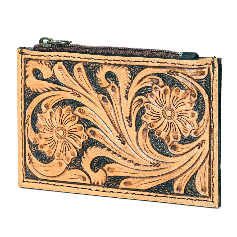 OHLAY Coin Purse Hand Tooled Genuine Leather Western Women Bag | Handbag Wallet Purses for Cute