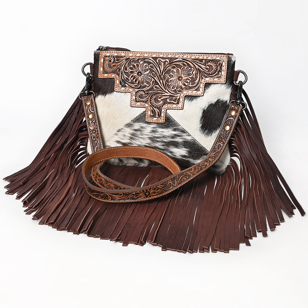 OHLAY Cross Body Hand Tooled Hair-On Genuine Leather Women Bag Western Handbag Purse | for